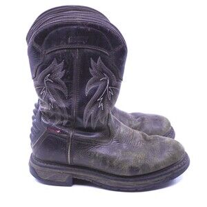 Rocky Iron Skull Boot Mens 9 M Waterproof Western  Soft Toe Brown Pull On